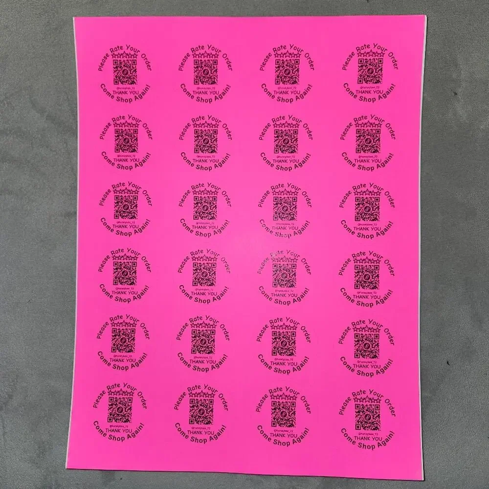 QR Code Stickers single Color NEON - Set Of 96 - 4 Sheets Of 24